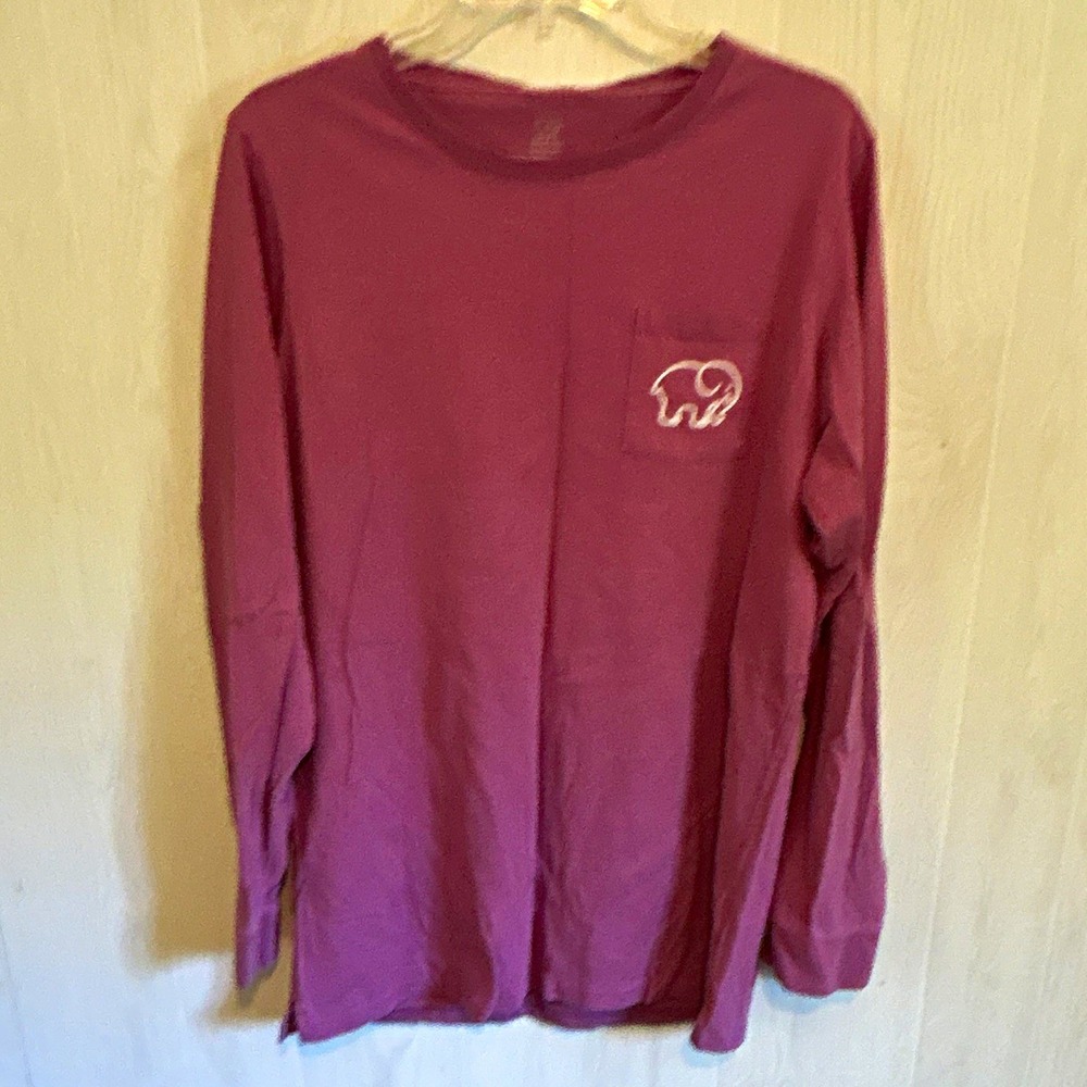 Ivory Ella Womens XL mauve Long Sleeve Crew Neck Elephant Logo Paisley Tee